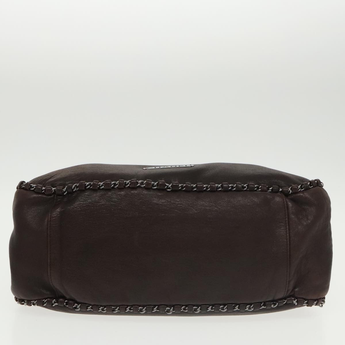 Chanel Vintage Chain Around Shoulder Bag Leather, BROWN, LEATHER, Shoulder bag