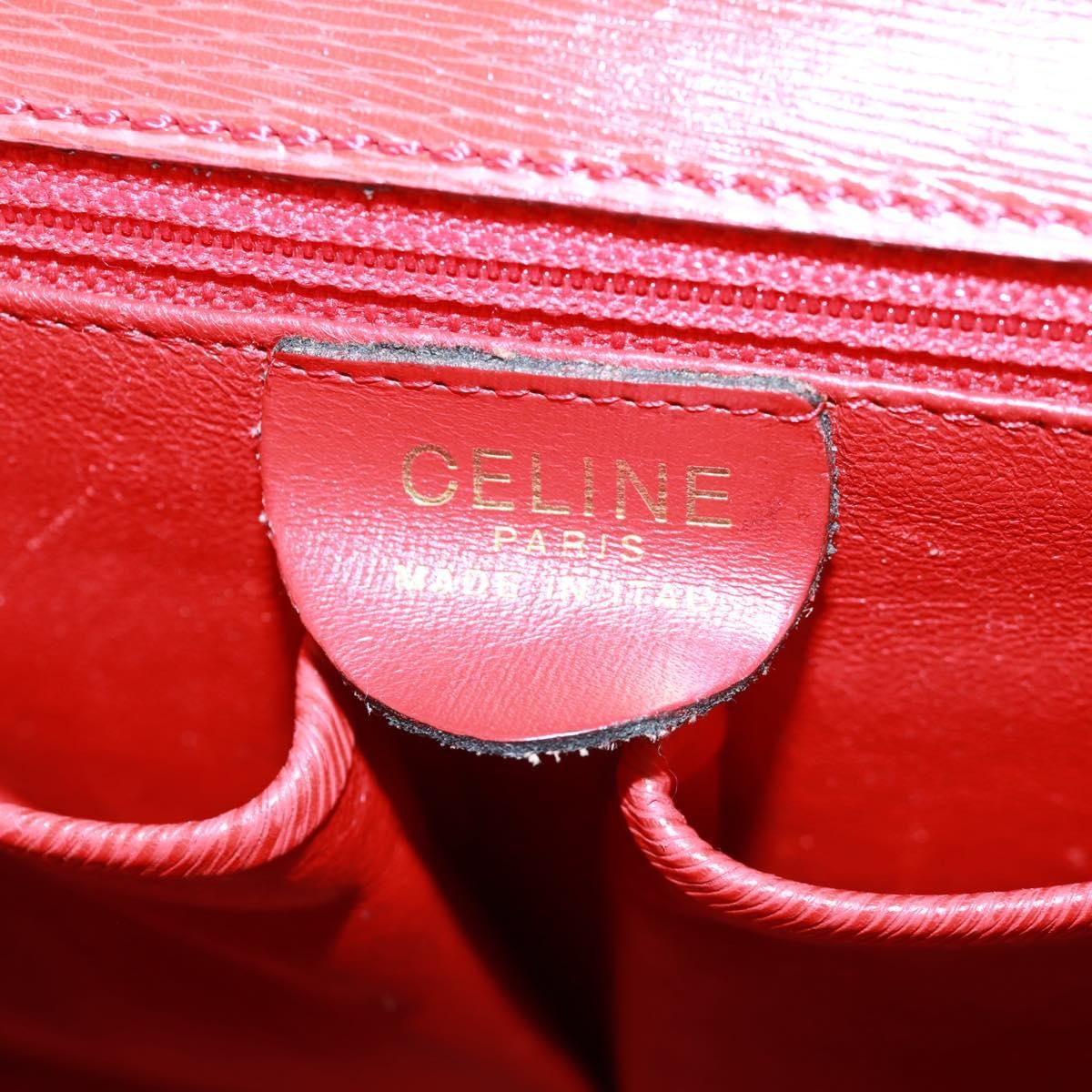 Celine Vintage Triomphe Flap Bag Leather, RED, LEATHER, Shoulder bag