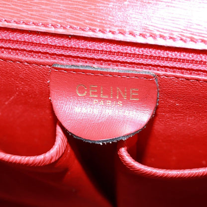 Celine Vintage Triomphe Flap Bag Leather, RED, LEATHER, Shoulder bag