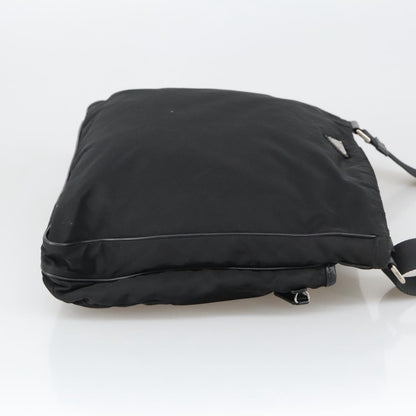 Prada Flat Messenger Bag Tessuto, BLACK, NYLON, Shoulder bag