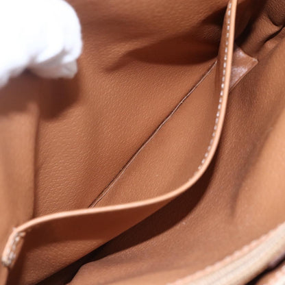 Celine Vintage Macadam Shoulder Bag Canvas and Leather, BEIGE, CANVAS, Shoulder bag