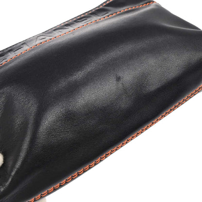 Chanel Lax Pochette Leather, BLACK, LEATHER, Clutche & pouche
