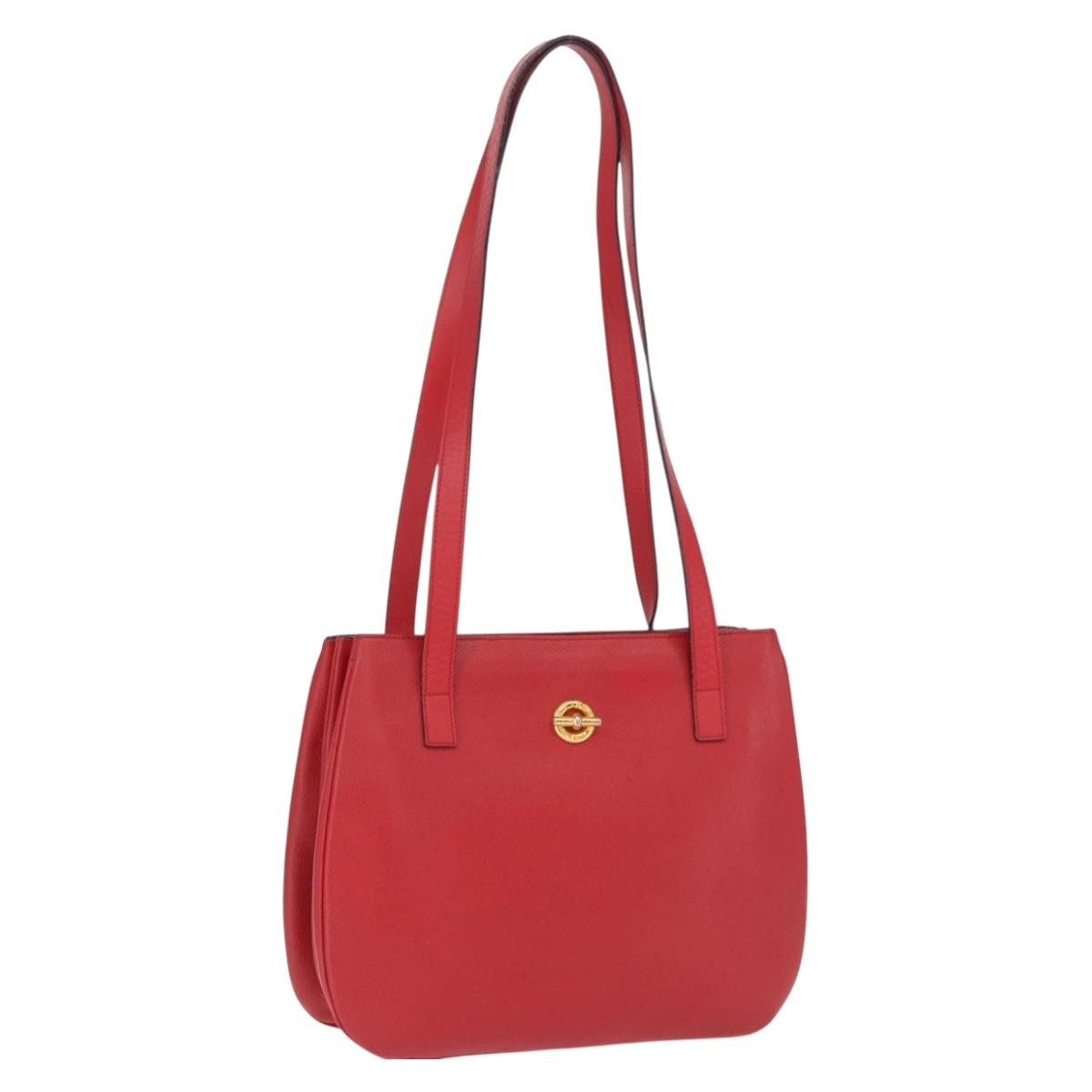 Celine Vintage Shoulder Bag Leather, RED, LEATHER, Shoulder bag
