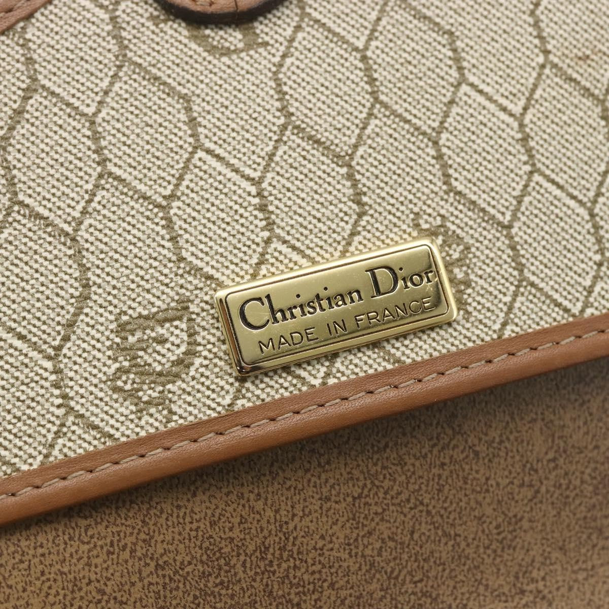 Christian Dior Vintage Honeycomb Shoulder Bag Canvas and Leather, BEIGE, CANVAS, Shoulder bag