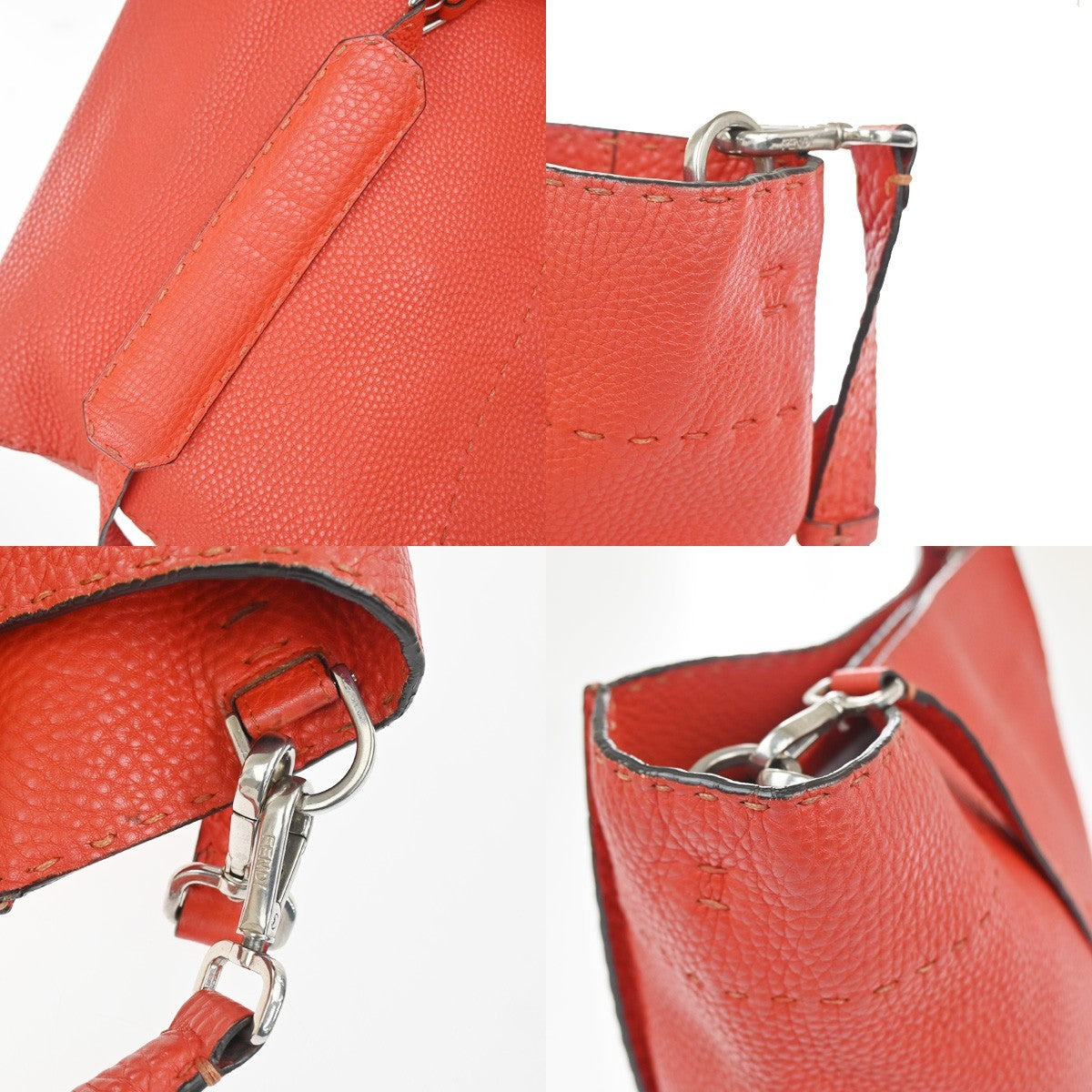 Fendi Selleria Anna Bucket Bag Leather, Red, Leather, Tote Bag