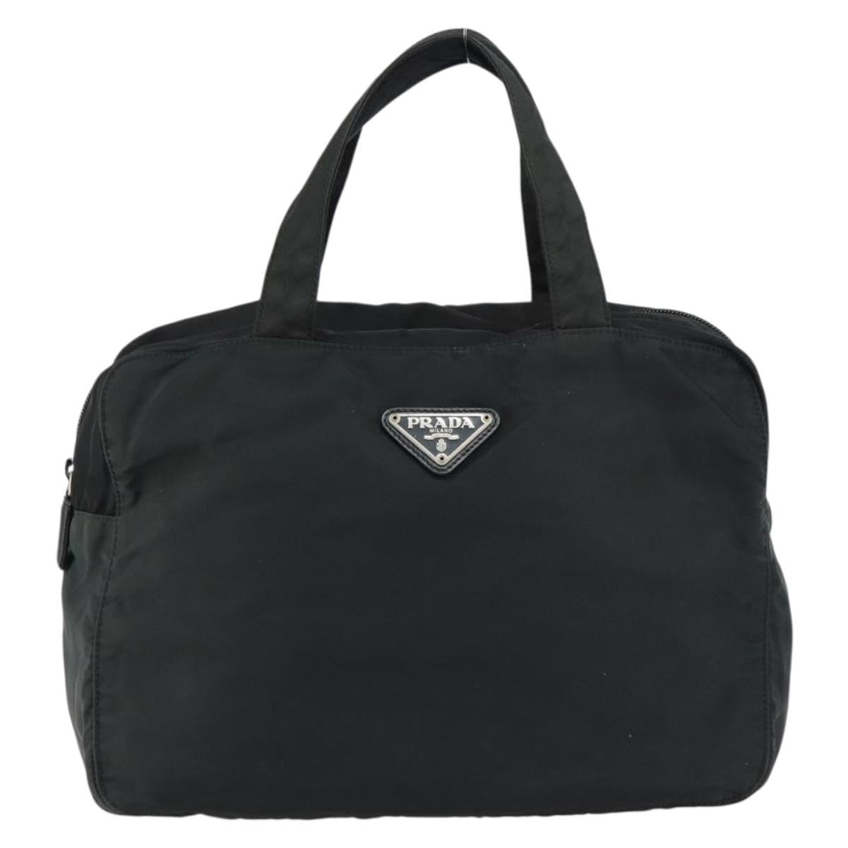 Prada Vintage Zip Handbag Tessuto, BLACK, NYLON, Handbag
