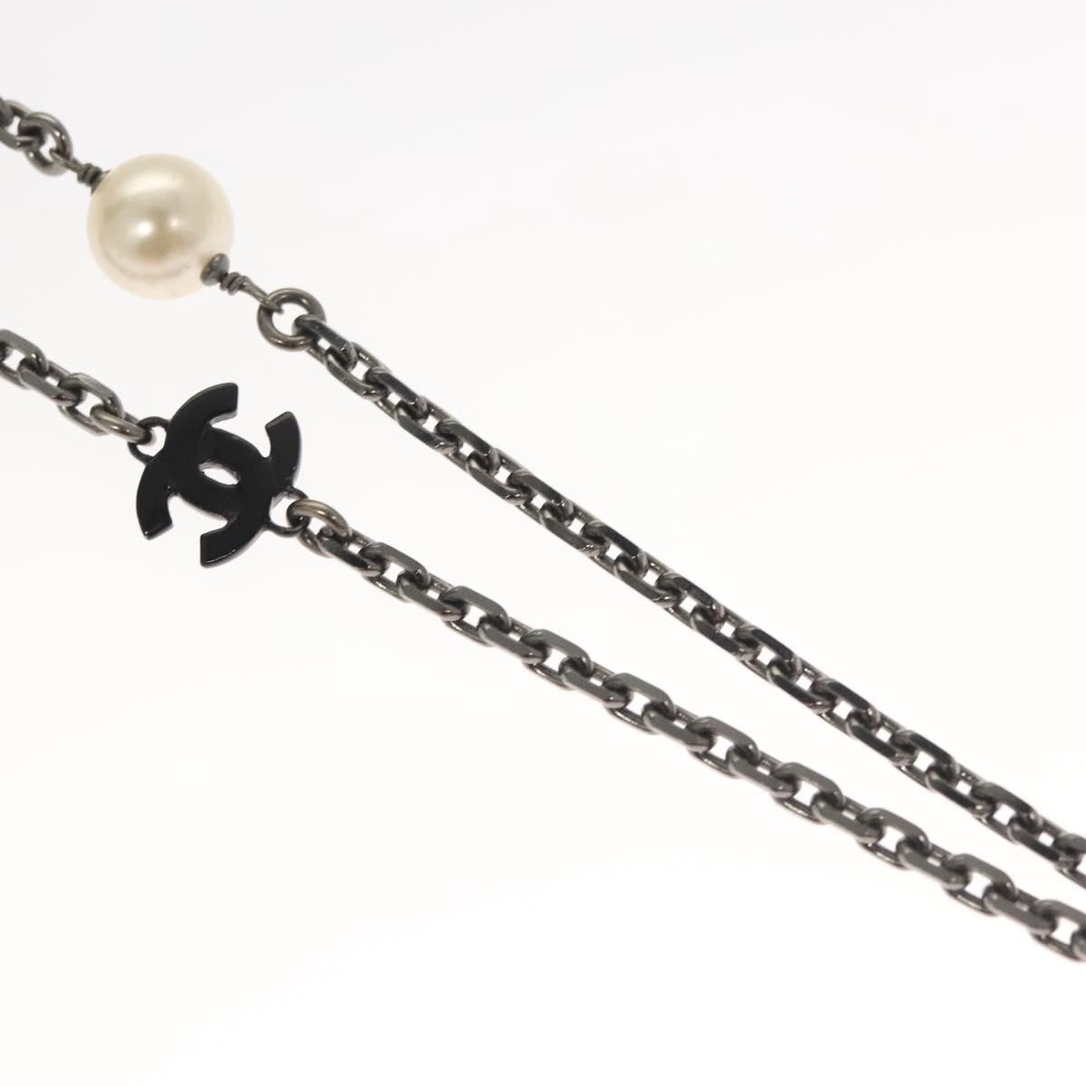 Chanel CC Pearl Necklace Faux Pearls and Metal, WHITE, METAL, Necklace