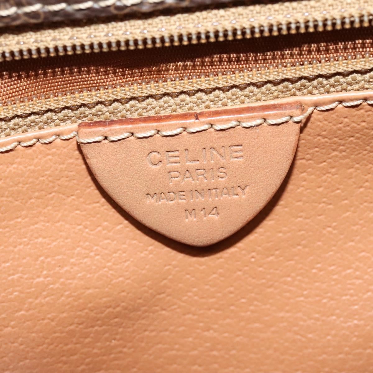 Celine Vintage Macadam Circle Logo Shoulder Bag Canvas and Leather, Brown, Canvas, Shoulder Bag