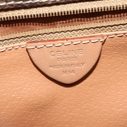 Celine Vintage Macadam Circle Logo Shoulder Bag Canvas and Leather, Brown, Canvas, Shoulder Bag