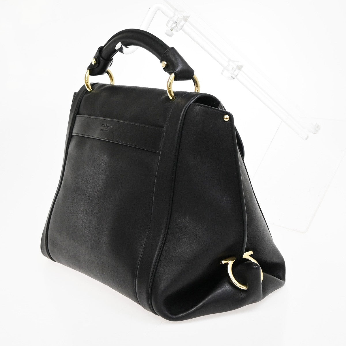 Salvatore Ferragamo Sofia Satchel Leather, BLACK, LEATHER, Handbag