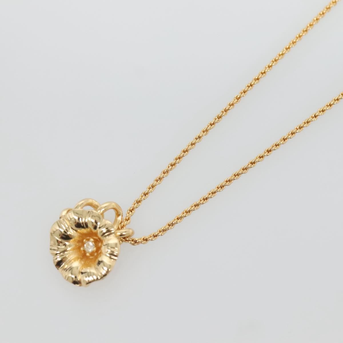Christian Dior Logo Flower Necklace Metal, GOLD, METAL, Necklace