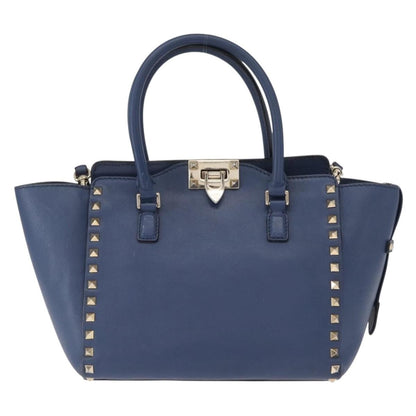 Valentino Garavani Rockstud Tote Rigid Leather, BLUE, LEATHER, Handbag