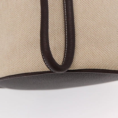 Hermes Sac Marin Recif Drawstring Bag Toile with Leather, BEIGE, CANVAS, Shoulder bag
