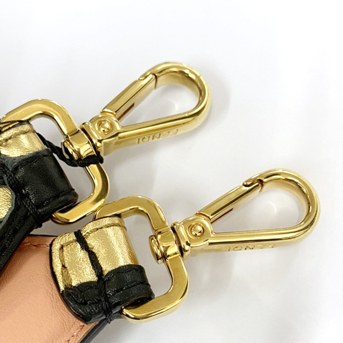 Fendi Logo Strap Leather, BLACK, LEATHER, Straps