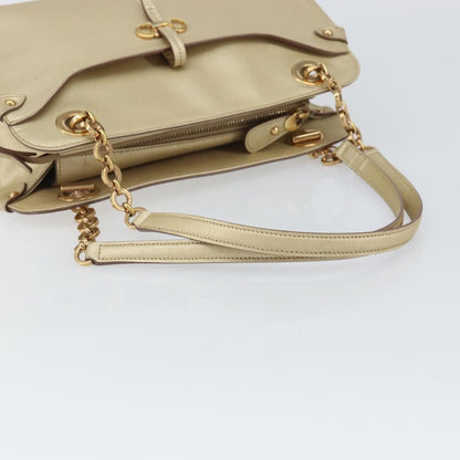 Salvatore Ferragamo Gancini handbag Leather, GOLD, LEATHER, Shoulder bag