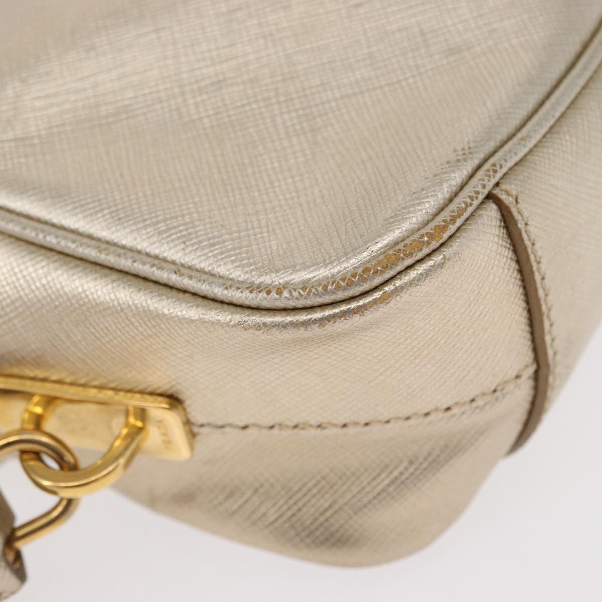 Prada Camera Shoulder Bag Saffiano Leather, GOLD, LEATHER, Shoulder bag