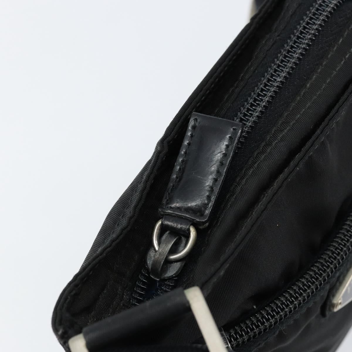 Prada Front Zip Convertible Flat Messenger Tessuto with Leather, BLACK, NYLON, Shoulder bag