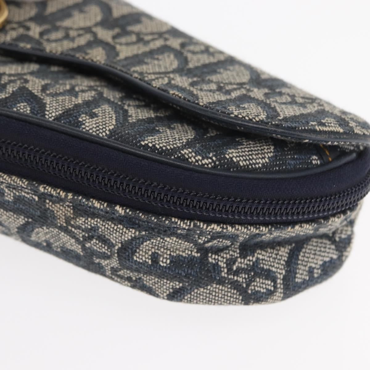 Christian Dior Saddle Zip Pouch Diorissimo Canvas, NAVY, CANVAS, Clutche & pouche