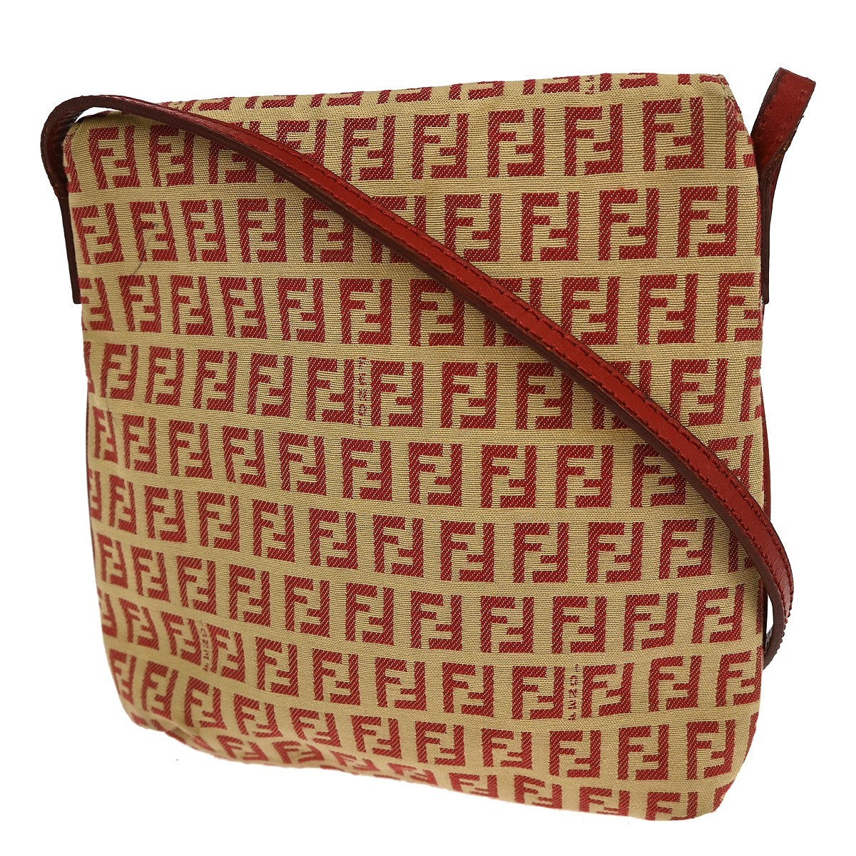 Fendi Vintage Flap Crossbody Bag Zucchino Coated Canvas, BEIGE, CANVAS, Shoulder bag
