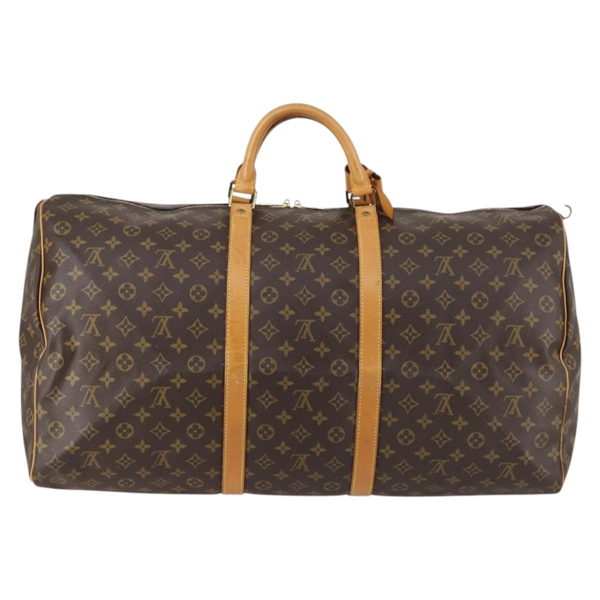 Louis Vuitton Keepall Bag Monogram Canvas, BROWN, CANVAS, Travel bag