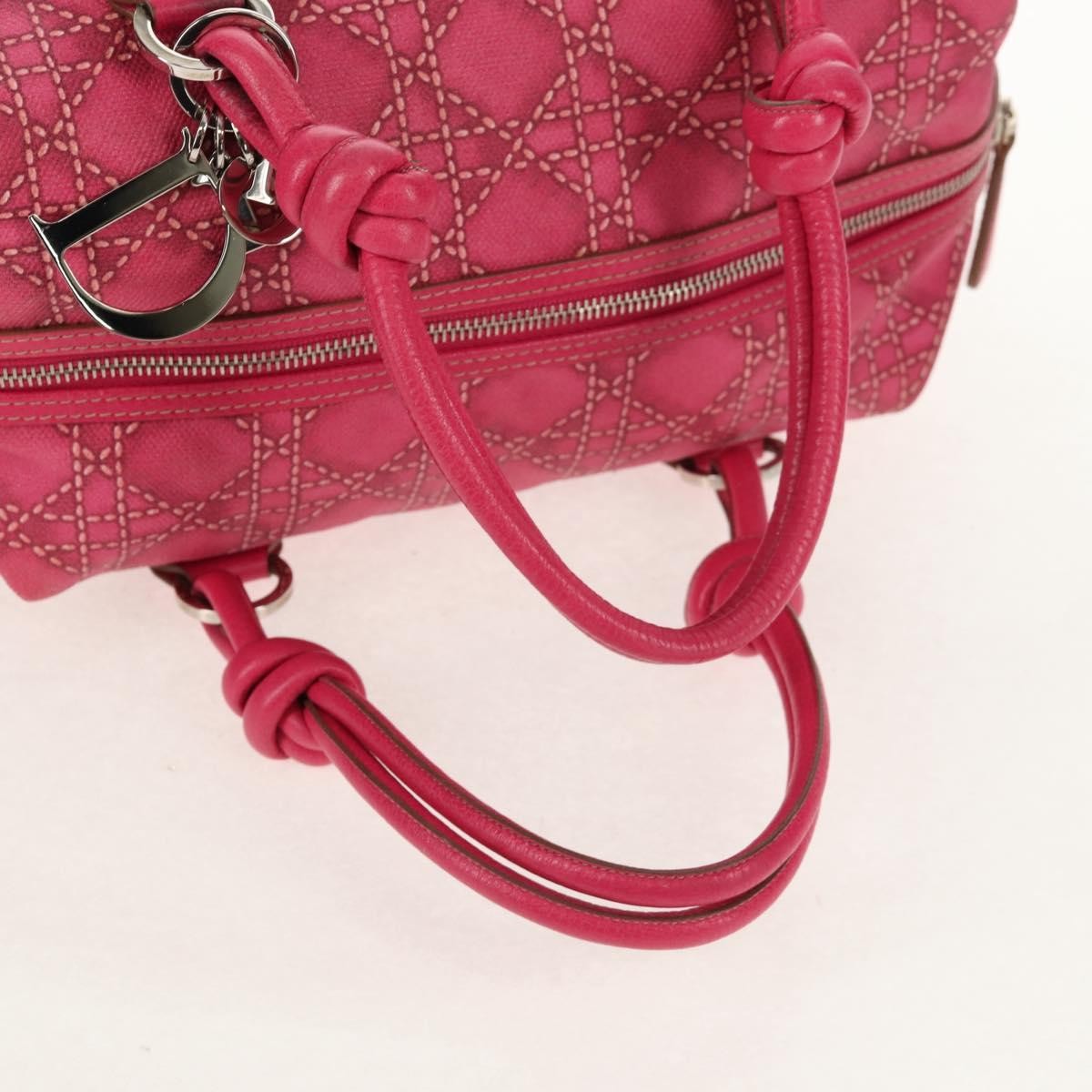 Christian Dior Cannage Handbag Canvas, PINK, CANVAS, Handbag