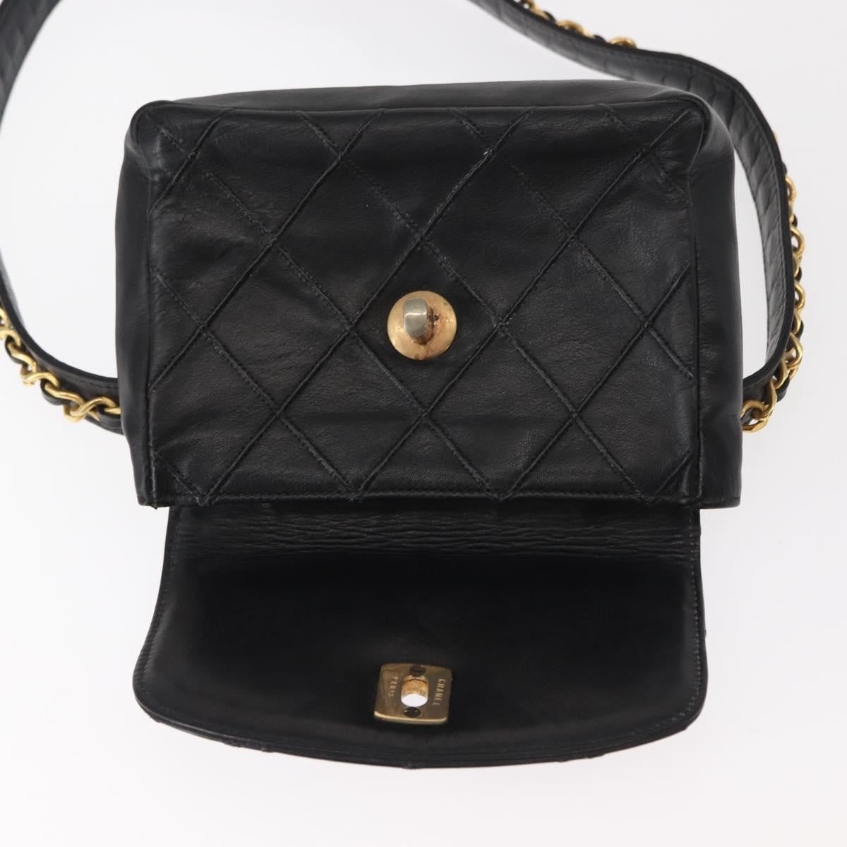Chanel Vintage Flap Waist Bag Leather, BLACK, LEATHER, Clutche & pouche