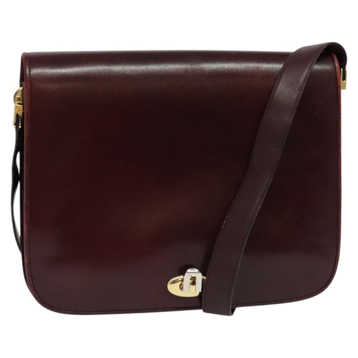 Bally Vintage Shoulder Bag Leather, Burgundy, Leather, Shoulder Bag