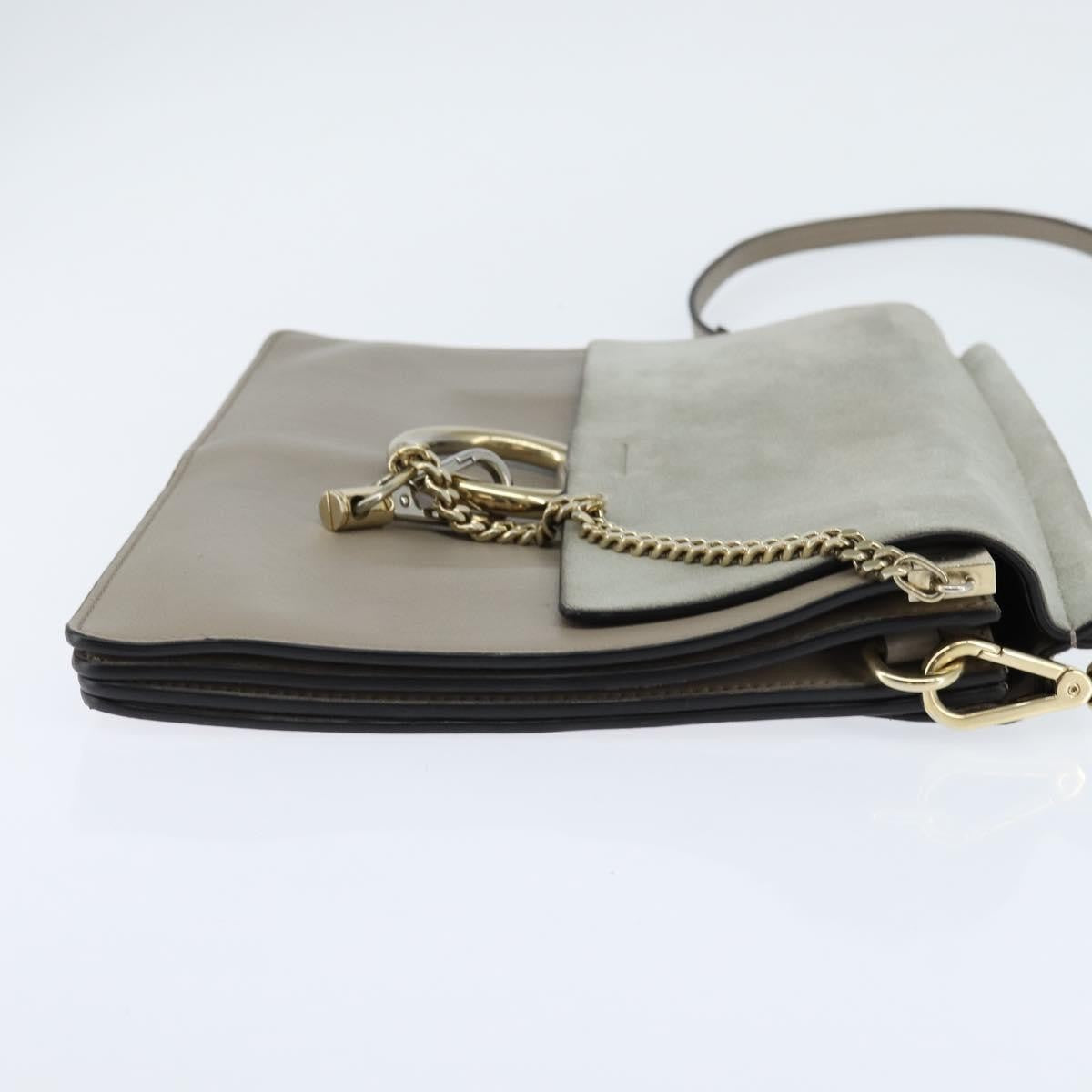 Chloe Faye Shoulder Bag Leather and Suede, Gray, Leather, Shoulder Bag