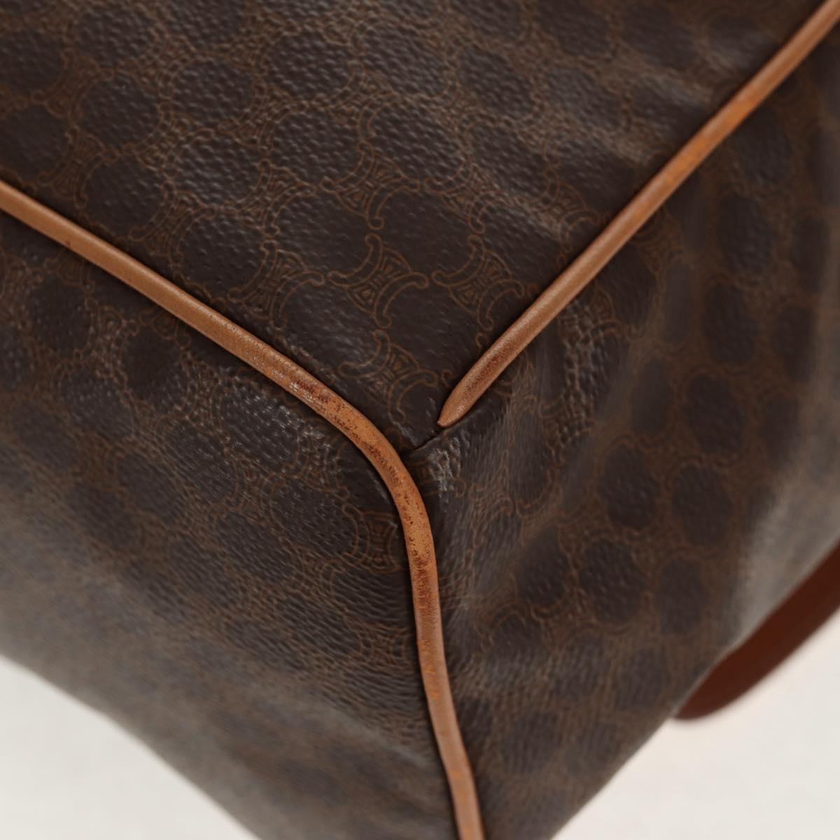 Celine Vintage Drawstring Flap Backpack Macadam Coated Canvas, BROWN, CANVAS, Backpack