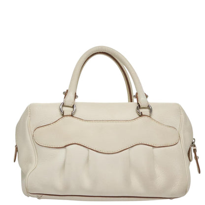 Salvatore Ferragamo Gancini Buckle Shoulder Bag Leather, WHITE, LEATHER, Handbag