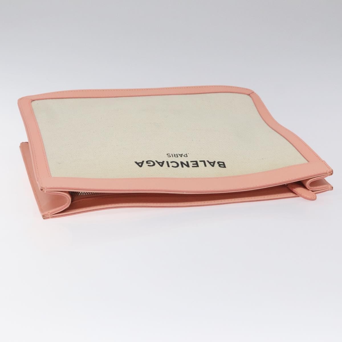 Balenciaga Navy Clutch Canvas with Leather, PINK, CANVAS, Clutche & pouche