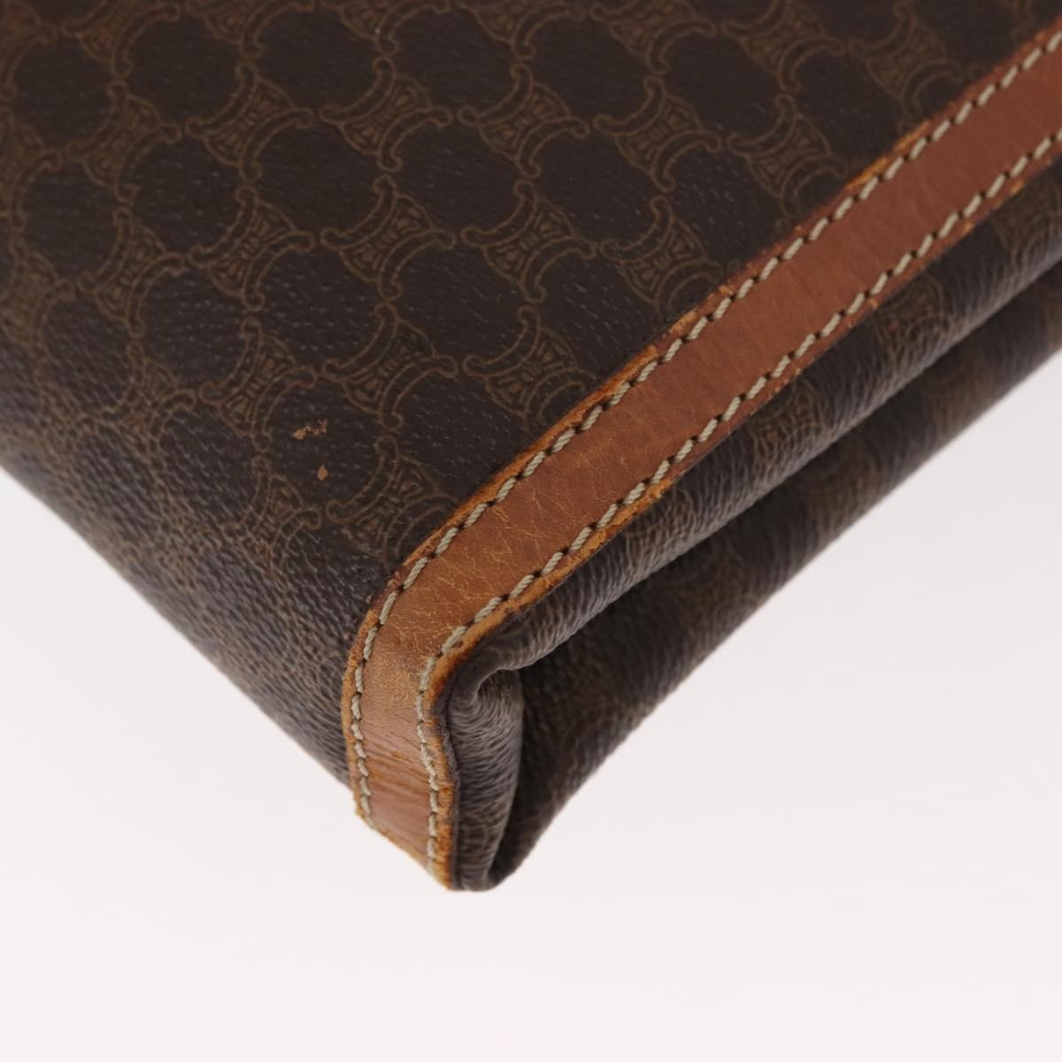 Celine Macadam Pochette Canvas and Leather, BROWN, CANVAS, Clutche & pouche
