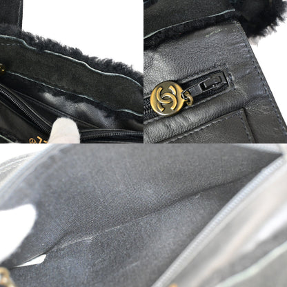 Chanel Fantasy Fur Tote Faux Fur with Leather, BLACK, SUEDE,FUR, Handbag