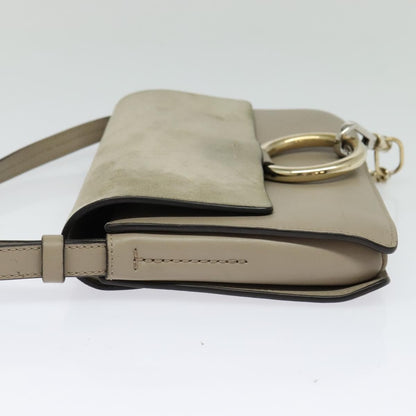 Chloe Faye Shoulder Bag Leather and Suede, BEIGE, LEATHER, Shoulder bag