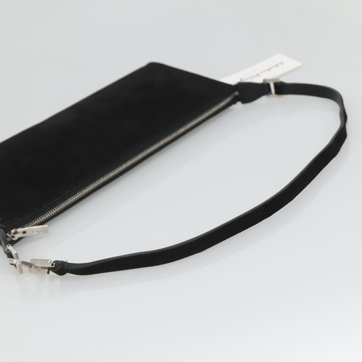 Salvatore Ferragamo Gancini handbag Suede, BLACK, SUEDE, Handbag
