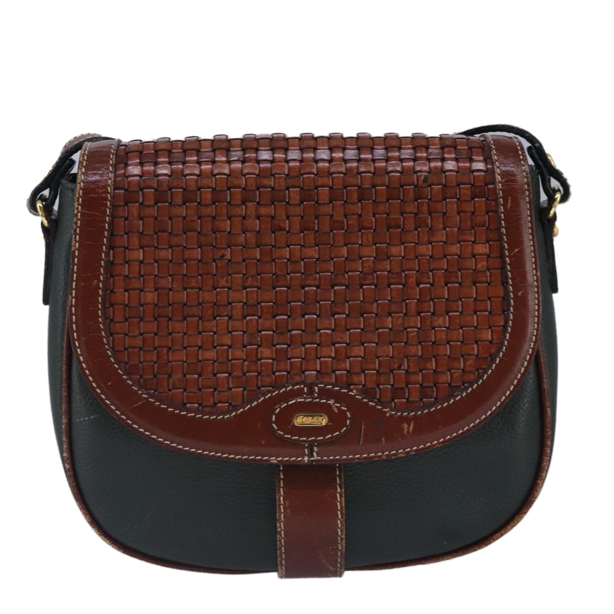 Bally Vintage Shoulder Bag Leather, Green, Leather, Shoulder Bag