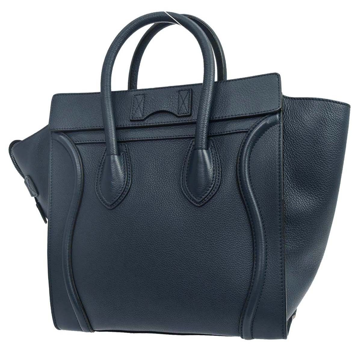 Celine Luggage Bag Grainy Leather, Navy, Leather, Handbag