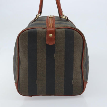 Fendi Vintage Pequin Boston Bag Coated Canvas, Brown, Canvas, Travel Bag