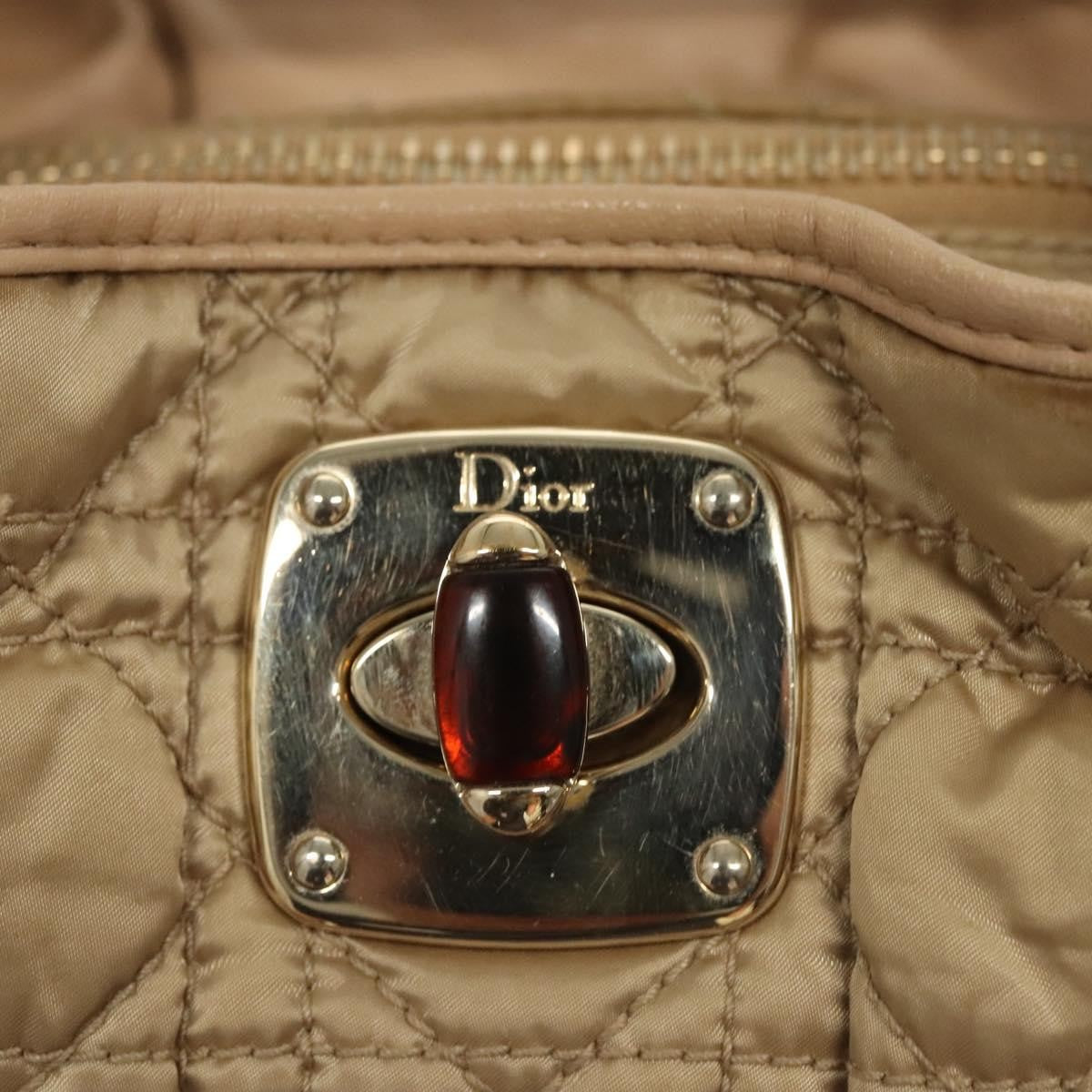 Christian Dior Charming Tote Cannage Quilt Nylon, BEIGE, NYLON, Tote bag