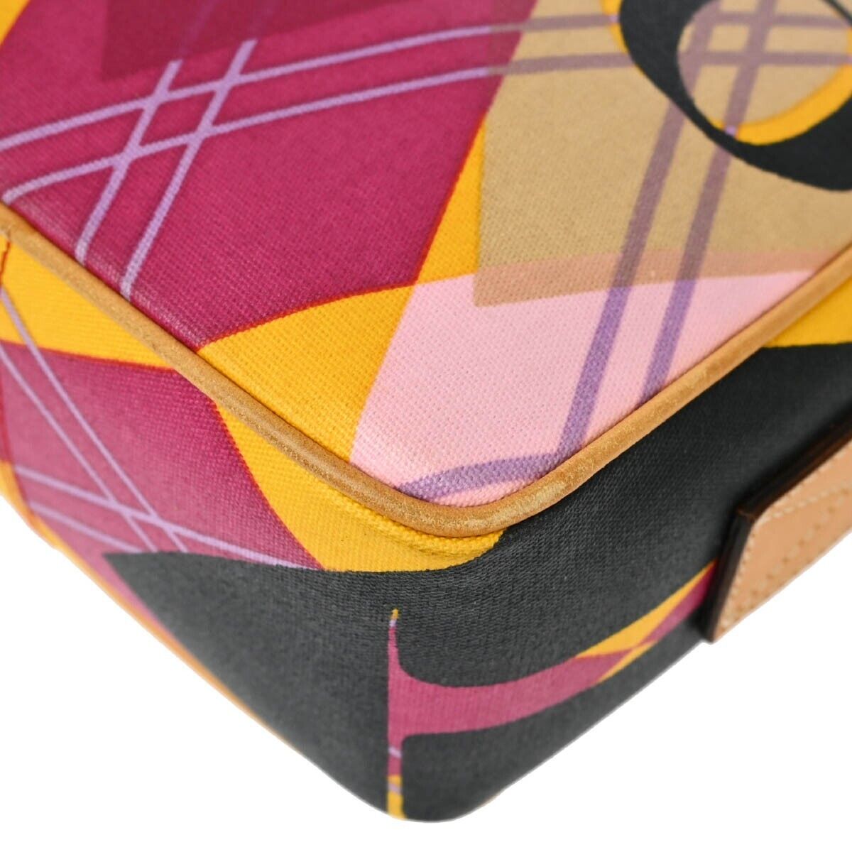 Christian Dior Argyle Check Shoulder Bag Canvas with Leather, MULTICOLOUR, CANVAS, Shoulder bag