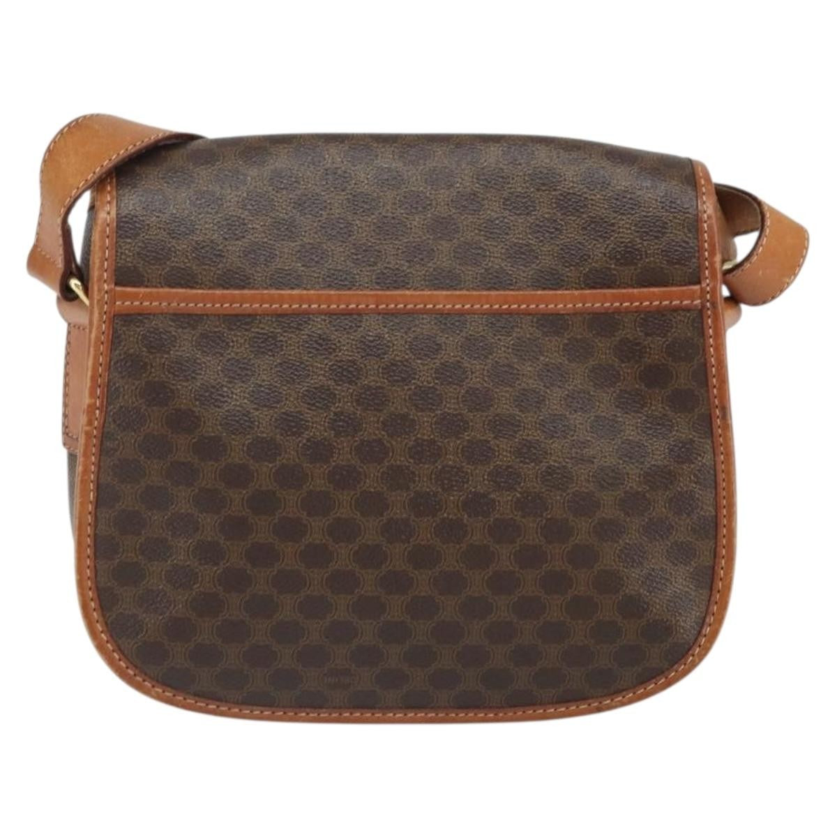 Celine Vintage Macadam Shoulder Bag Canvas and Leather, BROWN, CANVAS, Shoulder bag