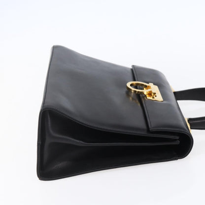 Salvatore Ferragamo Gancini handbag Leather, BLACK, LEATHER, Handbag