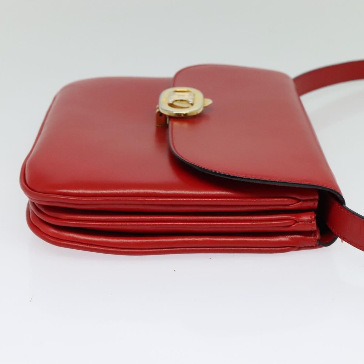 Celine Vintage Triomphe Shoulder Bag Leather, RED, LEATHER, Shoulder bag