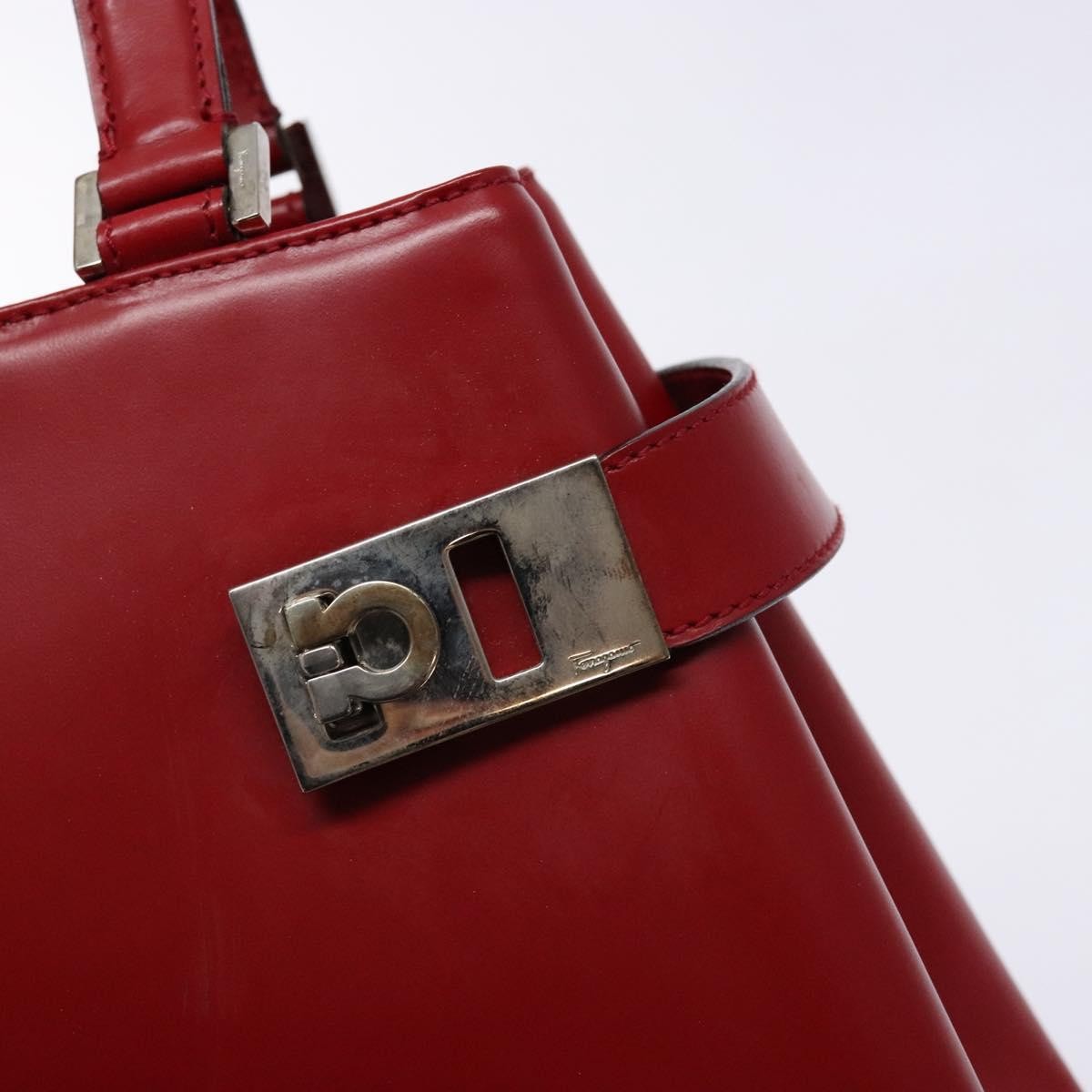 Salvatore Ferragamo Gancini handbag Leather, RED, LEATHER, Handbag