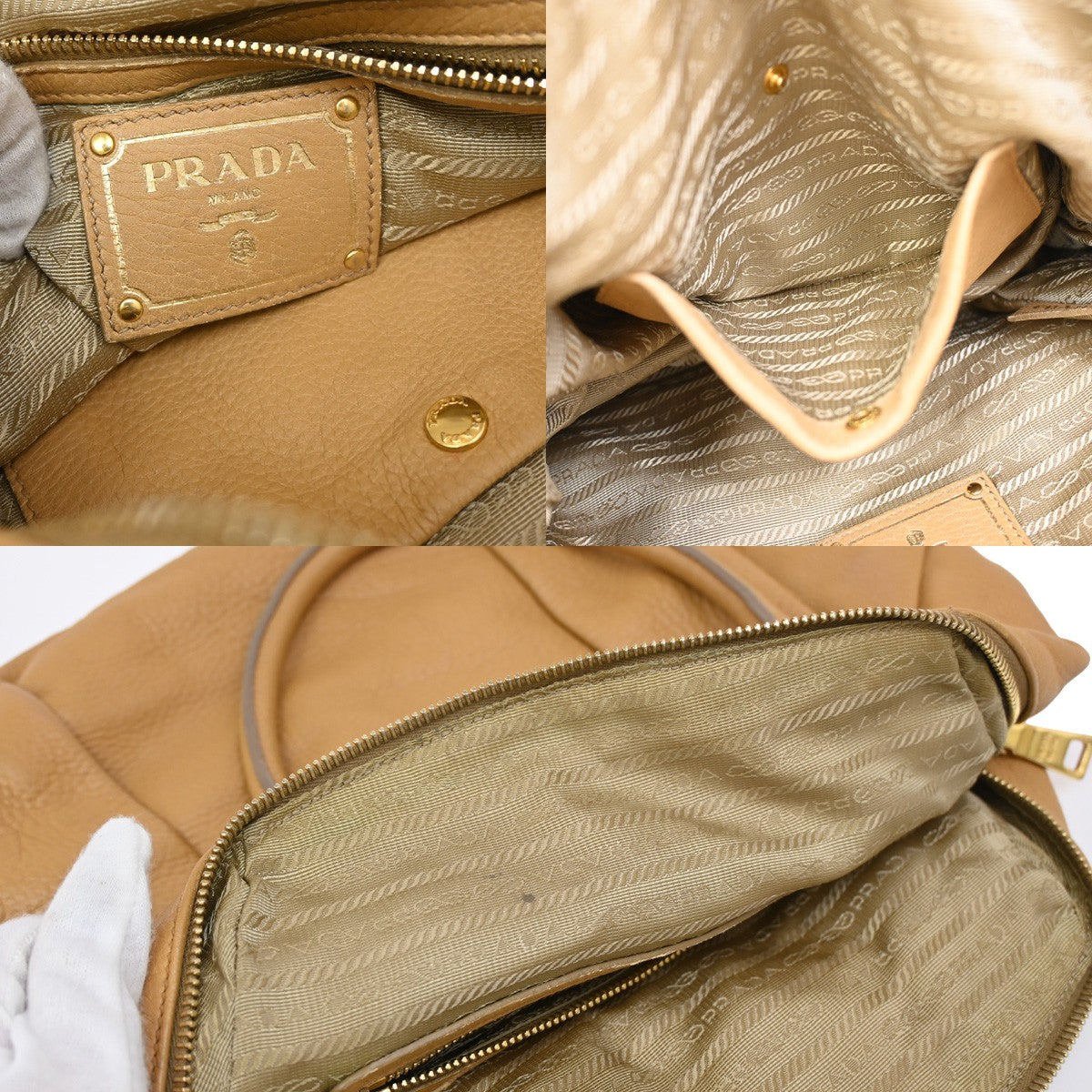 Prada Tote Vitello Daino Vitello Daino, Beige, Leather, Shoulder Bag