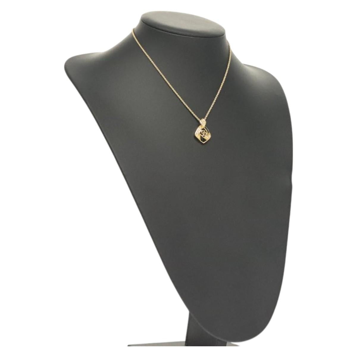 Christian Dior CD Pendant Necklace Metal and Crystals, GOLD, METAL, Necklace