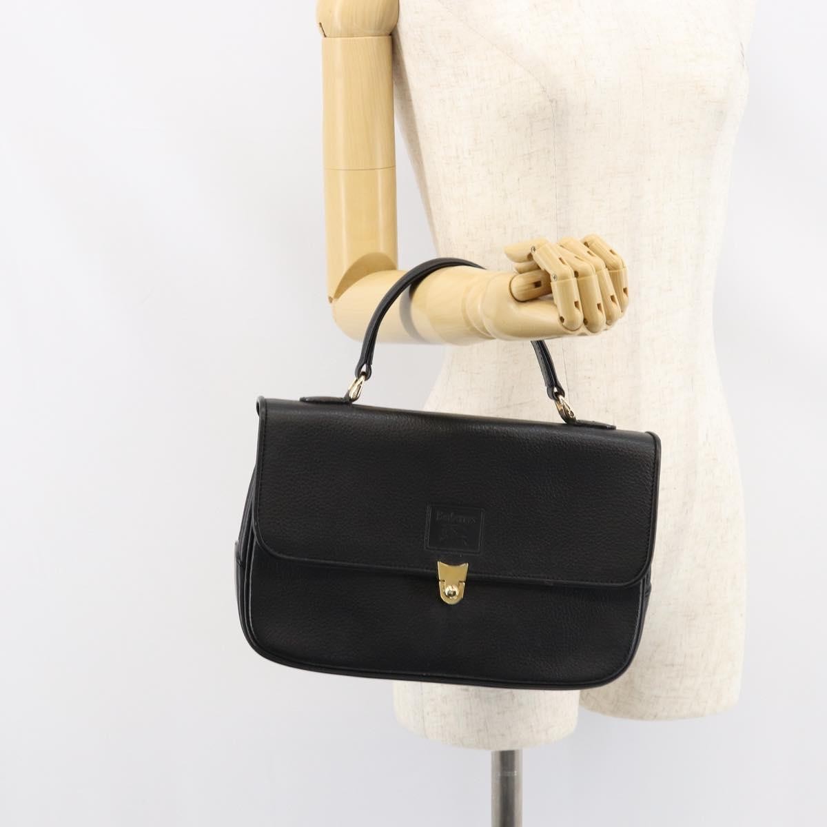Burberry Vintage Handbag Leather, BLACK, LEATHER, Handbag