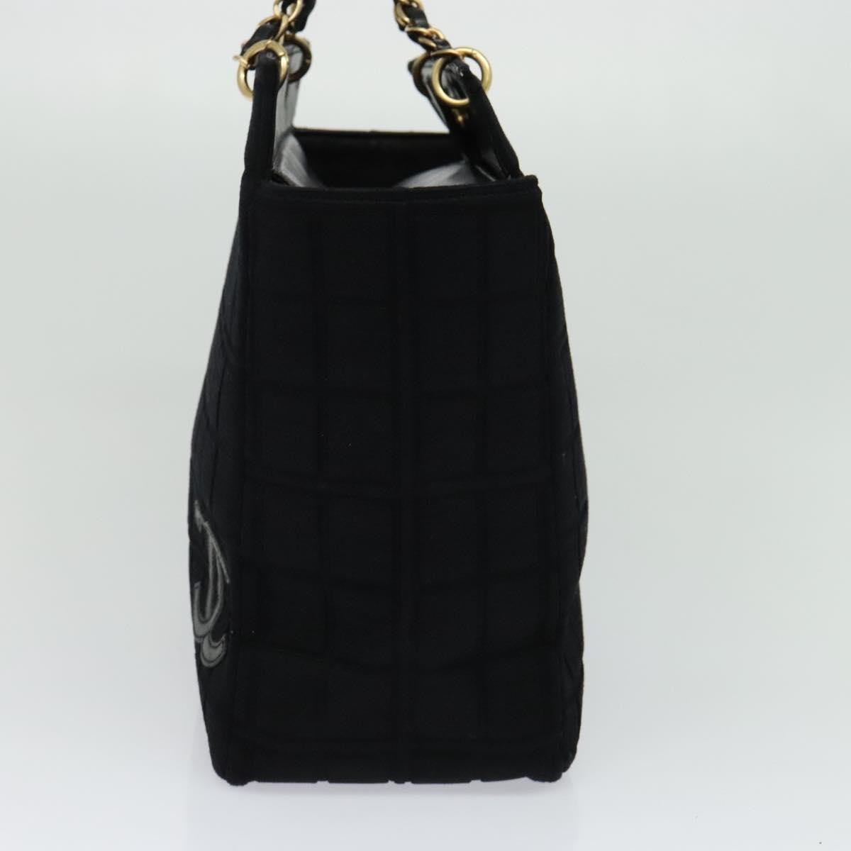 Chanel Chocolate Bar Chain Tote Quilted Jersey, BLACK, COTTON, Tote bag