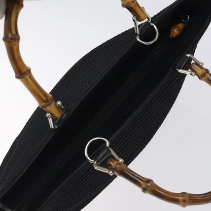 Gucci Vintage Bamboo Handle Tote Nylon, BLACK, NYLON, Tote bag