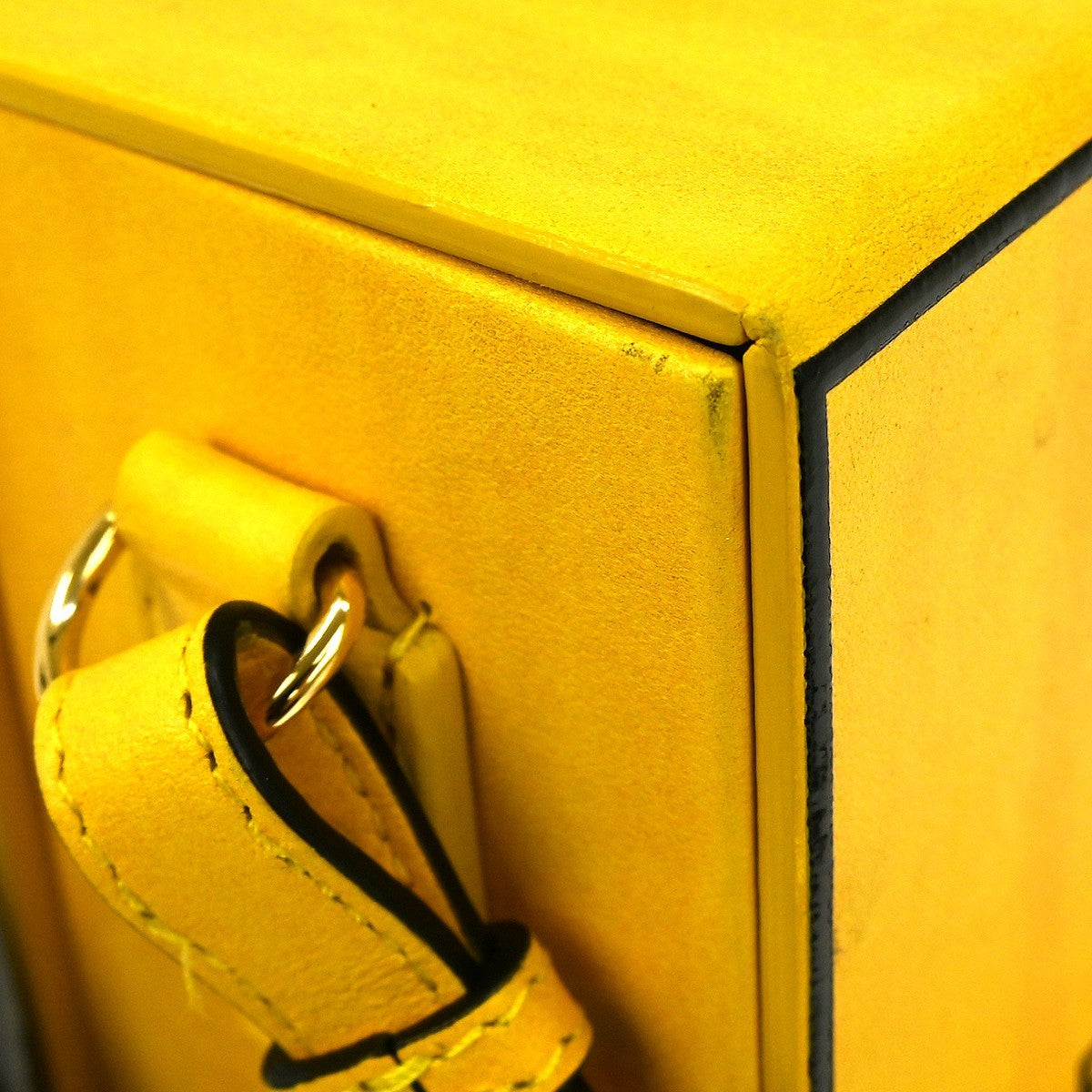 Fendi Logo Vertical Box Crossbody Bag Leather, YELLOW, LEATHER, Shoulder bag